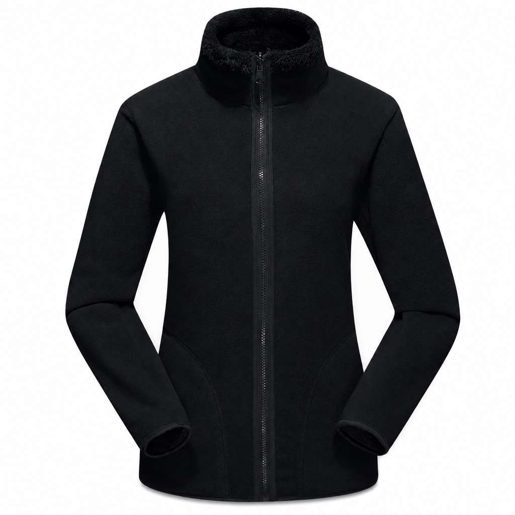 Veste chaude unisexe réversible à col montant et fermeture éclair