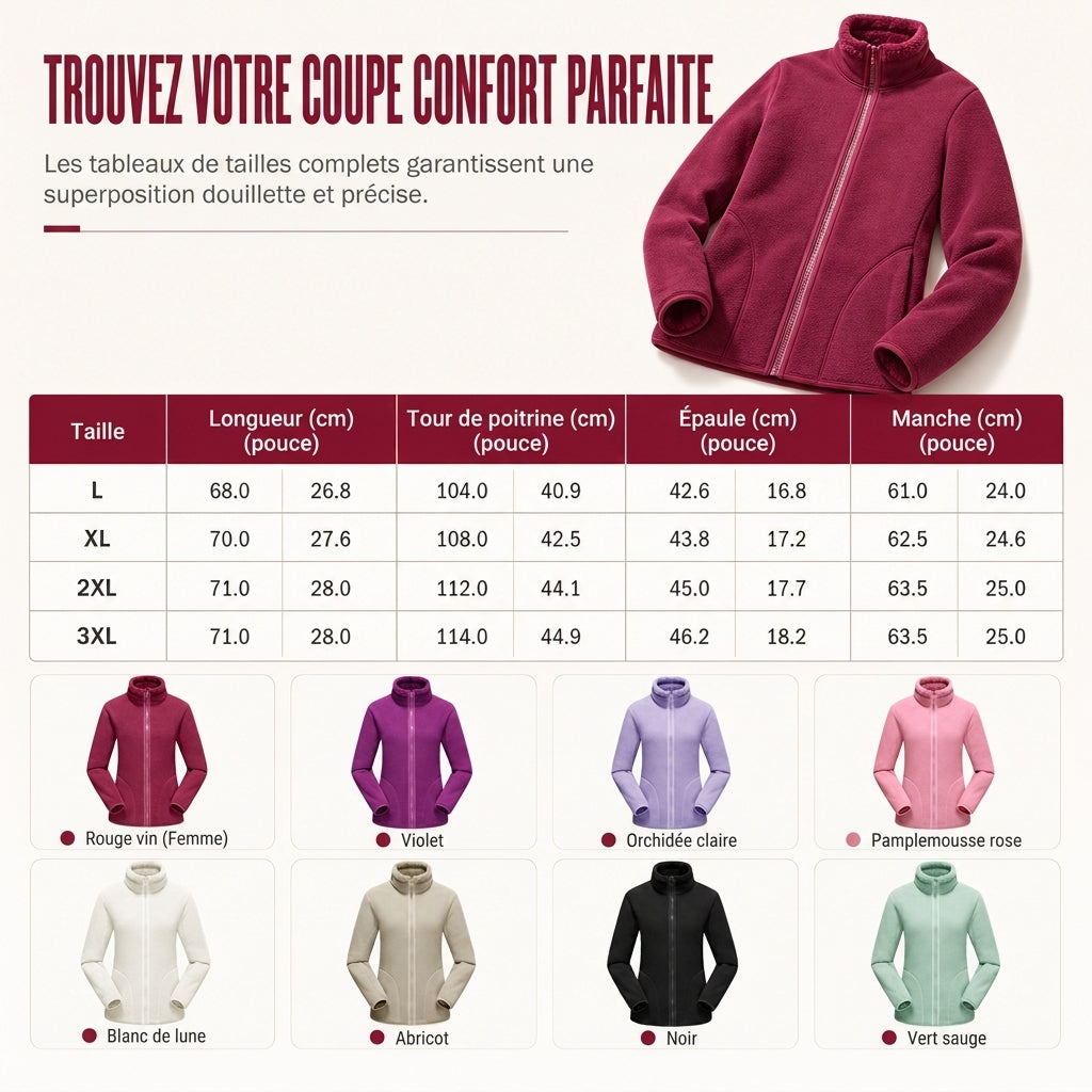 Veste chaude unisexe réversible à col montant et fermeture éclair