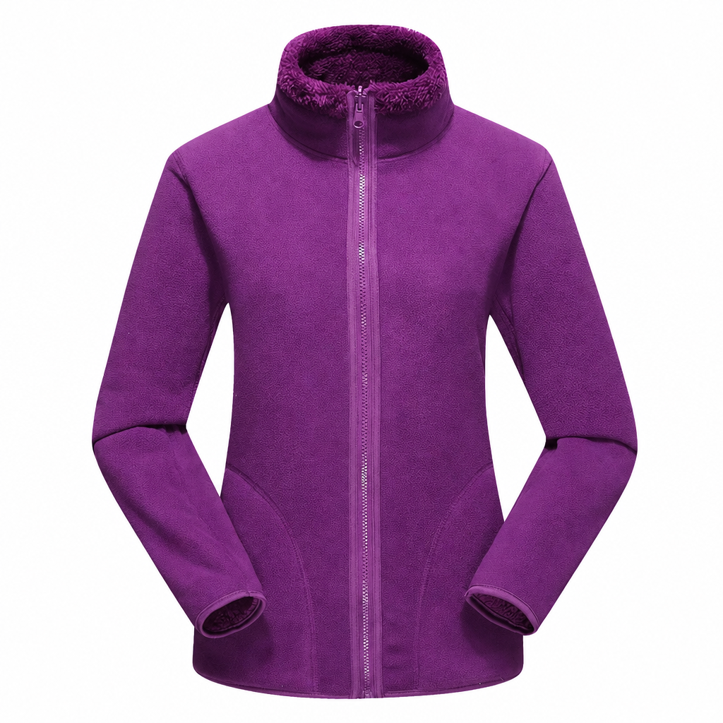 Veste chaude unisexe réversible à col montant et fermeture éclair