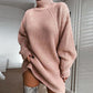 Robe pull en maille col roulé douce pour femme