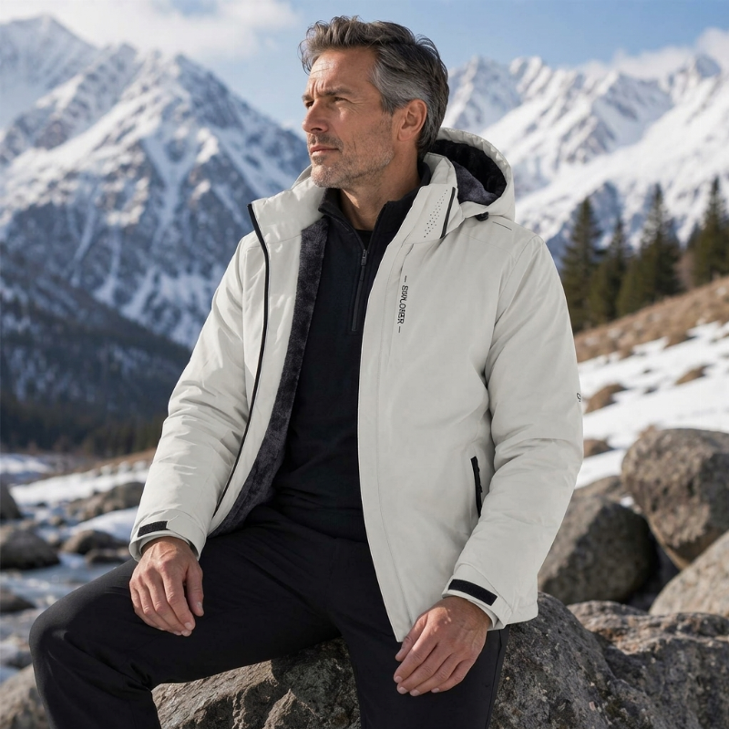 Veste à capuche imperméable doublée de polaire pour homme