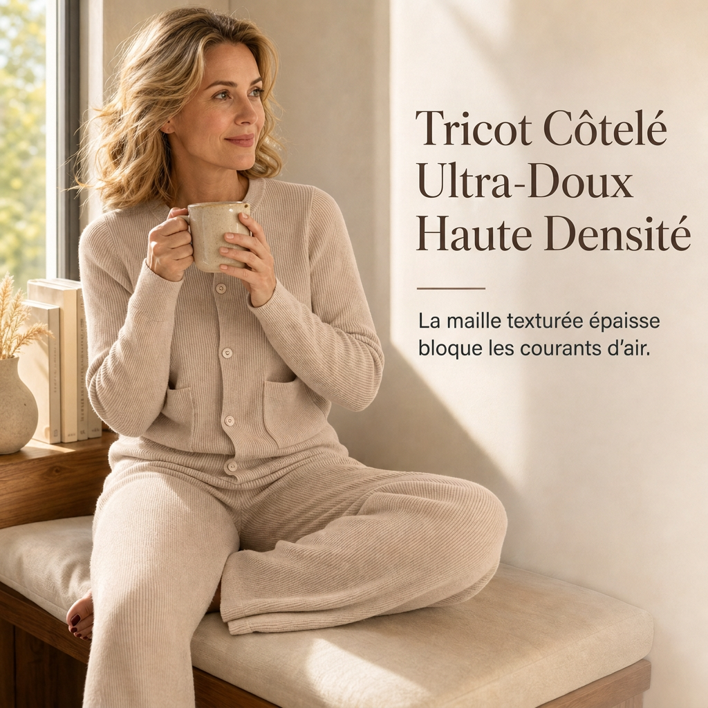 Ensemble décontracté pour femme composé d'un cardigan en maille et d'un pantalon large