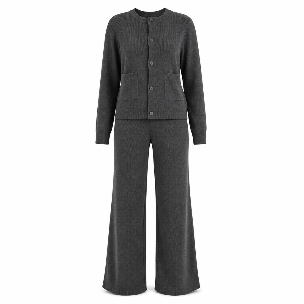 Ensemble décontracté pour femme composé d'un cardigan en maille et d'un pantalon large