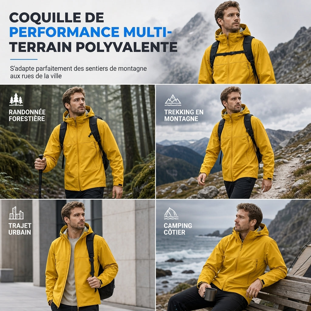 Veste softshell à capuche unisexe pour l'extérieur