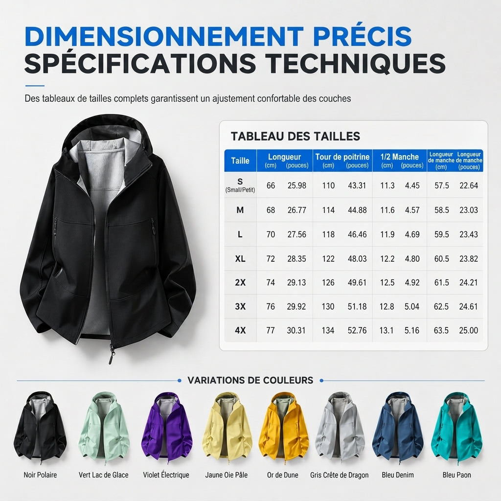 Veste softshell à capuche unisexe pour l'extérieur