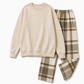 Ensemble sweat à col rond décontracté doux pour femme et pantalon à jambes larges