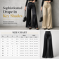 Pantalon élégant en satin à taille haute et jambes larges, avec une taille asymétrique
