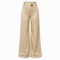 Pantalon élégant en satin à taille haute et jambes larges, avec une taille asymétrique