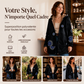 Manteau à capuche pour femme avec imprimé feuille vintage