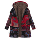 Manteau à capuche pour femme avec imprimé feuille vintage
