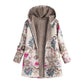 Manteau à capuche pour femme avec imprimé feuille vintage