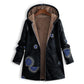 Manteau à capuche pour femme avec imprimé feuille vintage