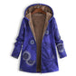 Manteau à capuche pour femme avec imprimé feuille vintage