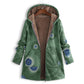 Manteau à capuche pour femme avec imprimé feuille vintage