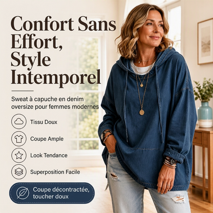 Sweat à capuche en jean décontracté pour femme