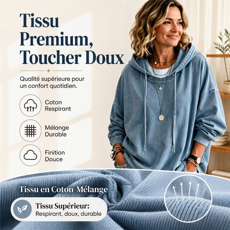 Sweat à capuche en jean décontracté pour femme