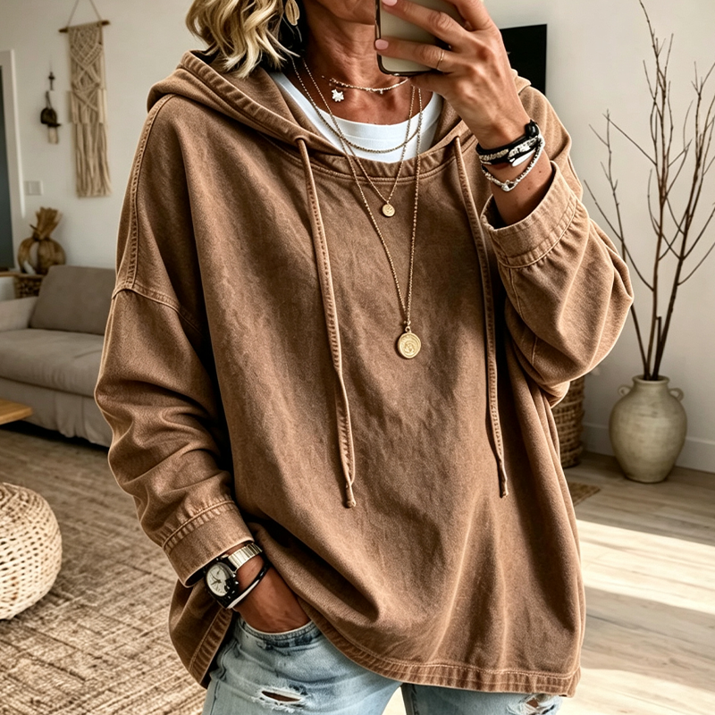 Sweat à capuche en jean décontracté pour femme