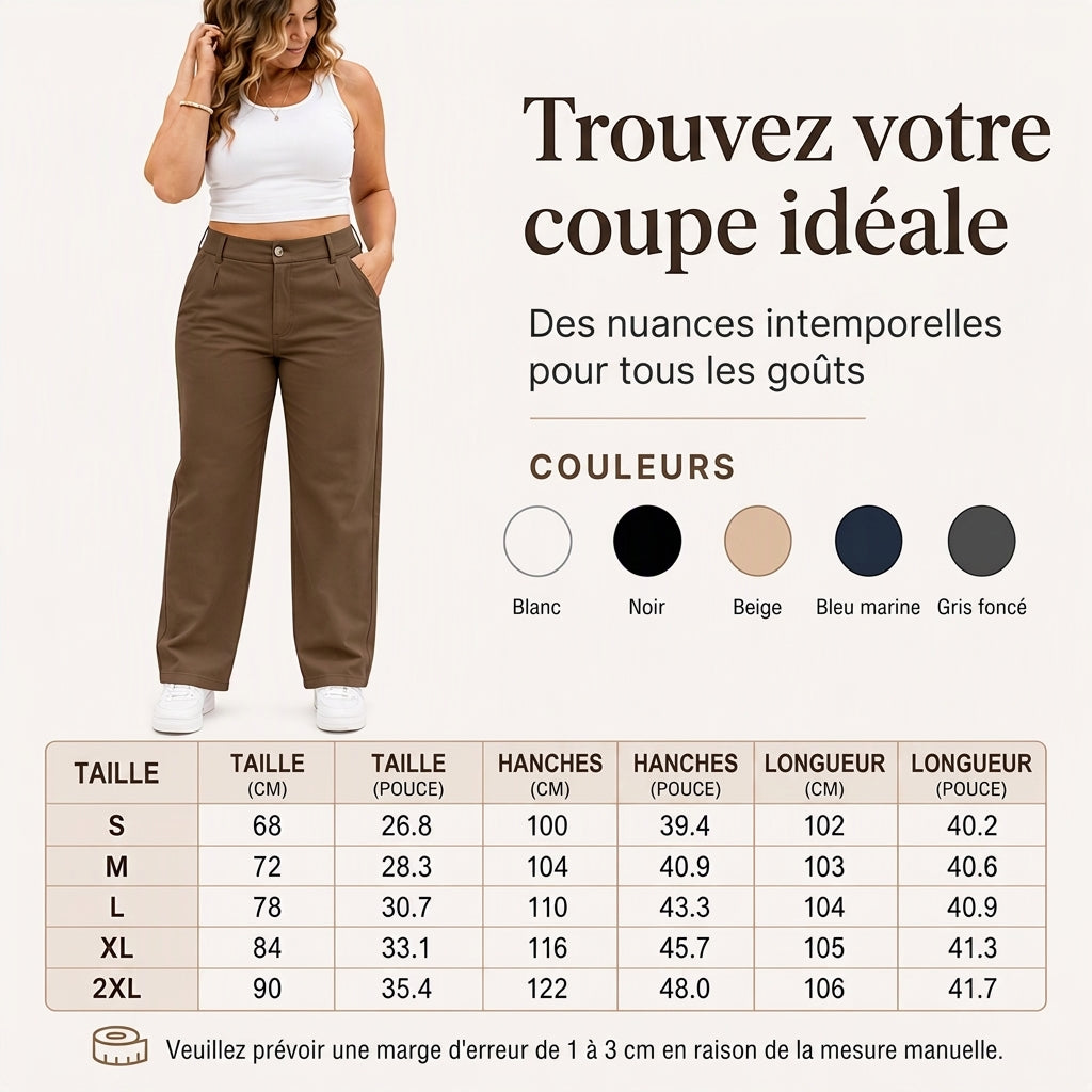 Pantalon habillé femme taille haute, coupe droite