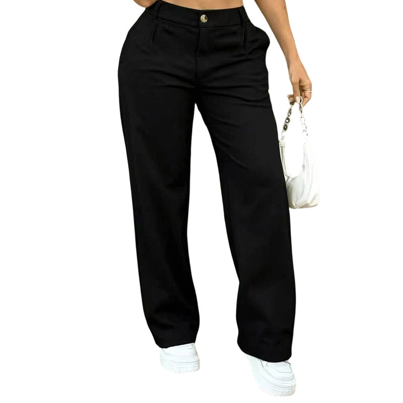 Pantalon habillé femme taille haute, coupe droite