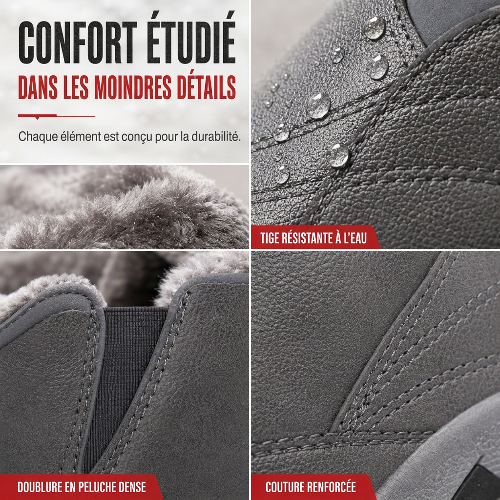Chaussures d'hiver imperméables pour hommes, doublées de polaire, à enfiler, à semelle souple antidérapante, chaussures décontractées chaudes en coton pour personnes âgées