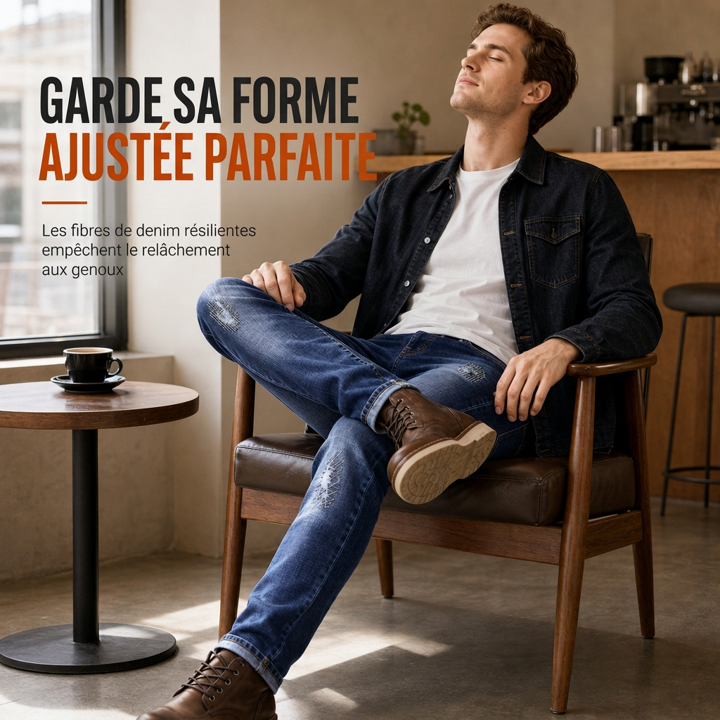 Jean slim déchiré stretch pour homme