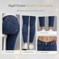 Jean skinny ajusté pour femme, bleu clair, orné de perles, avec taille effilochée et bords déchirés à la cheville