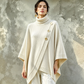 Poncho pull en col roulé asymétrique pour femme