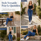 Jean décontracté extensible taille haute pour femme