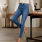 Jean décontracté extensible taille haute pour femme