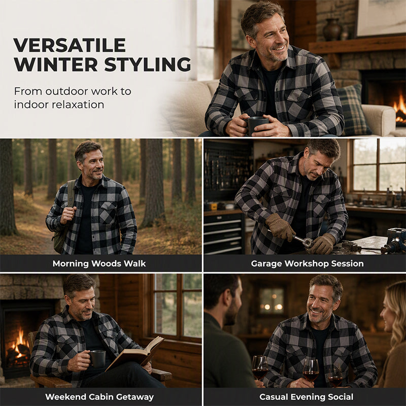 🧥Veste-chemise thermique à carreaux d'hiver pour homme