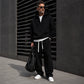 Ensemble à la mode pour homme : sweat à capuche demi-zip et pantalon large