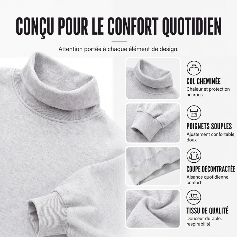 Sweatshirt décontracté à col simulé pour femme
