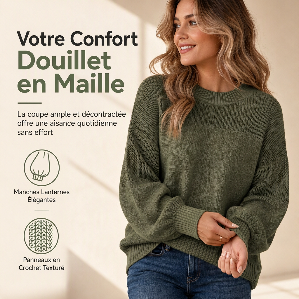 🌸Promotion exceptionnelle : 50 % de réduction💖Pull-over en maille unie pour femme