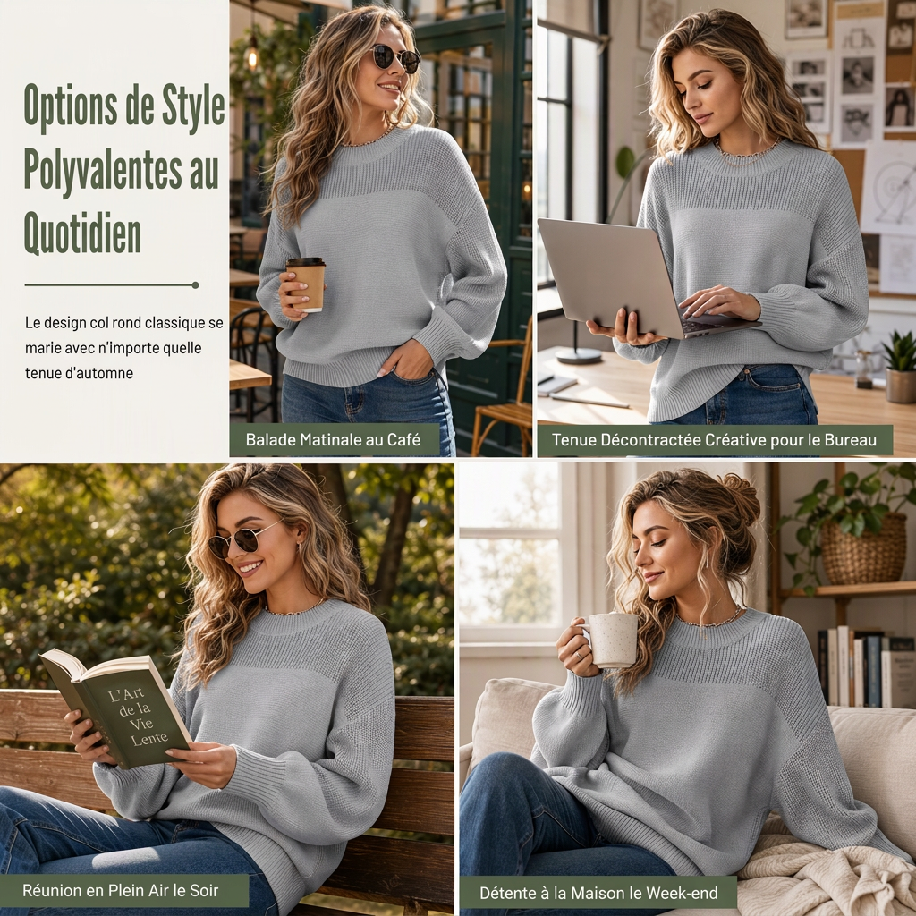 🌸Promotion exceptionnelle : 50 % de réduction💖Pull-over en maille unie pour femme