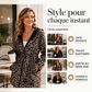 Veste à capuche réversible pour femme à imprimé léopard