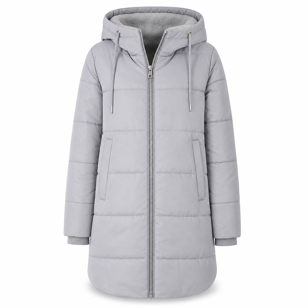 👜 -50 % sur toute la mode femme ! ✨Manteau matelé long à capuche et coupe slim, couleur unie, avec poches pour l'hiver