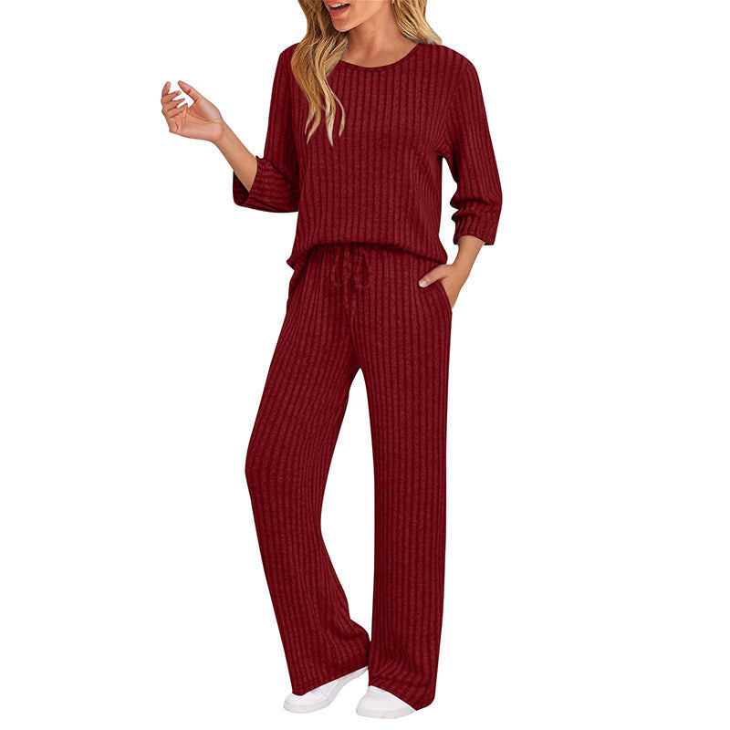 🔥DERNIER JOUR DE SOLDE : -70%👍✨Ensemble féminin 2026 style britannique : haut en maille côtelée et pantalon droit