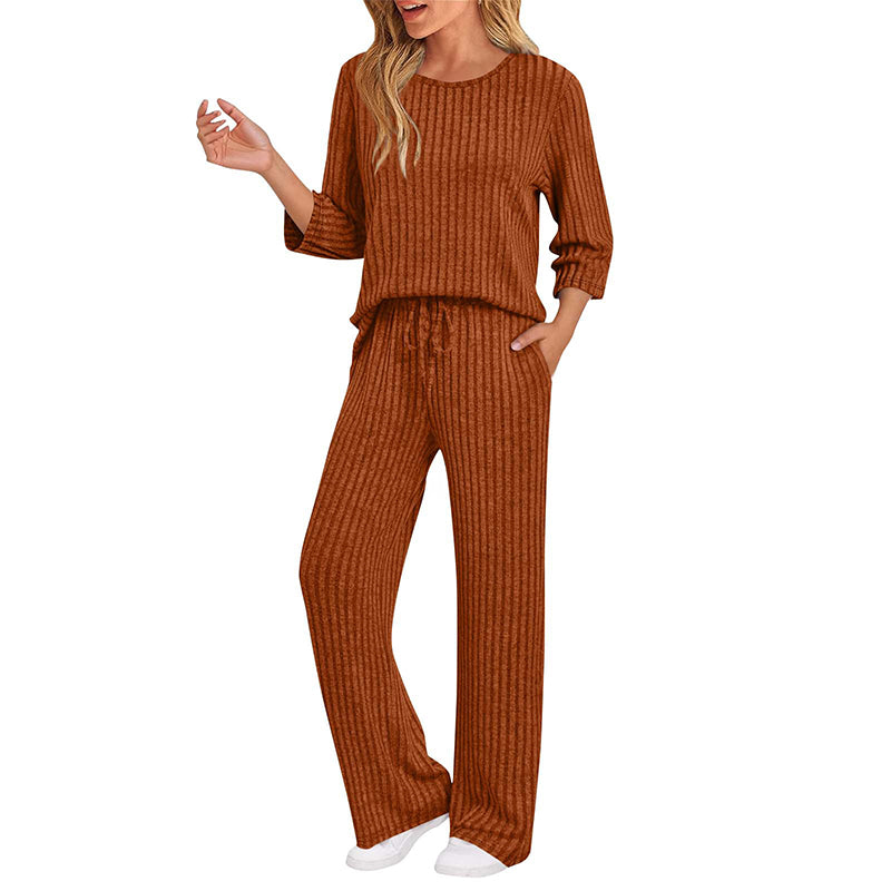 🔥DERNIER JOUR DE SOLDE : -70%👍✨Ensemble féminin 2026 style britannique : haut en maille côtelée et pantalon droit