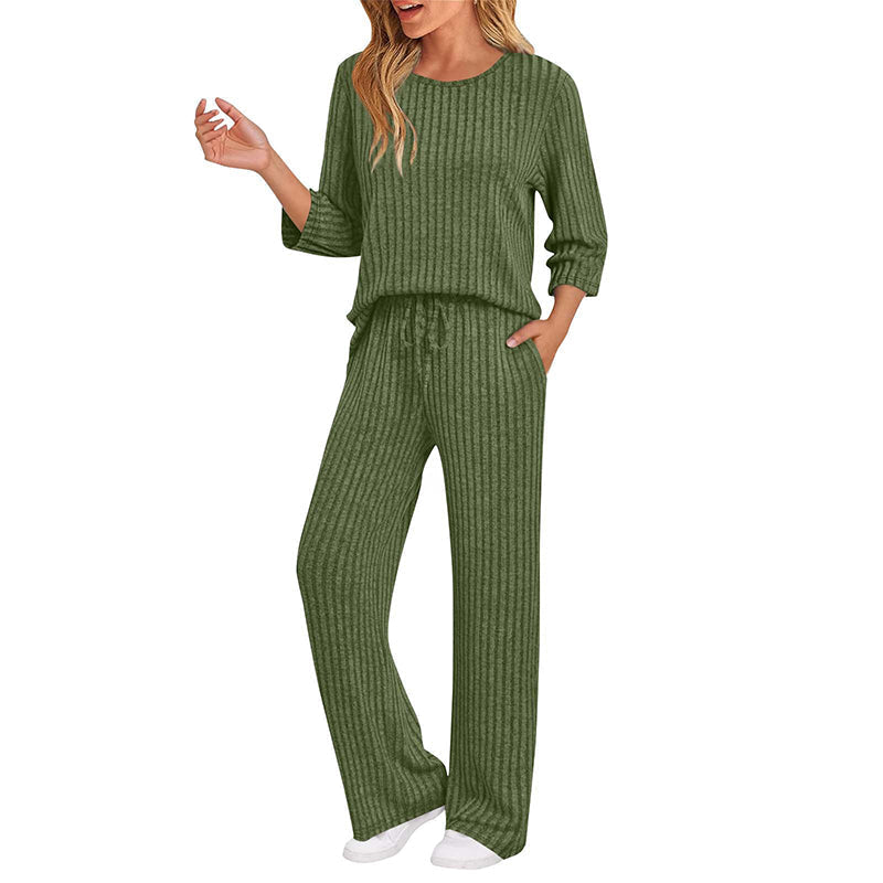 🔥DERNIER JOUR DE SOLDE : -70%👍✨Ensemble féminin 2026 style britannique : haut en maille côtelée et pantalon droit