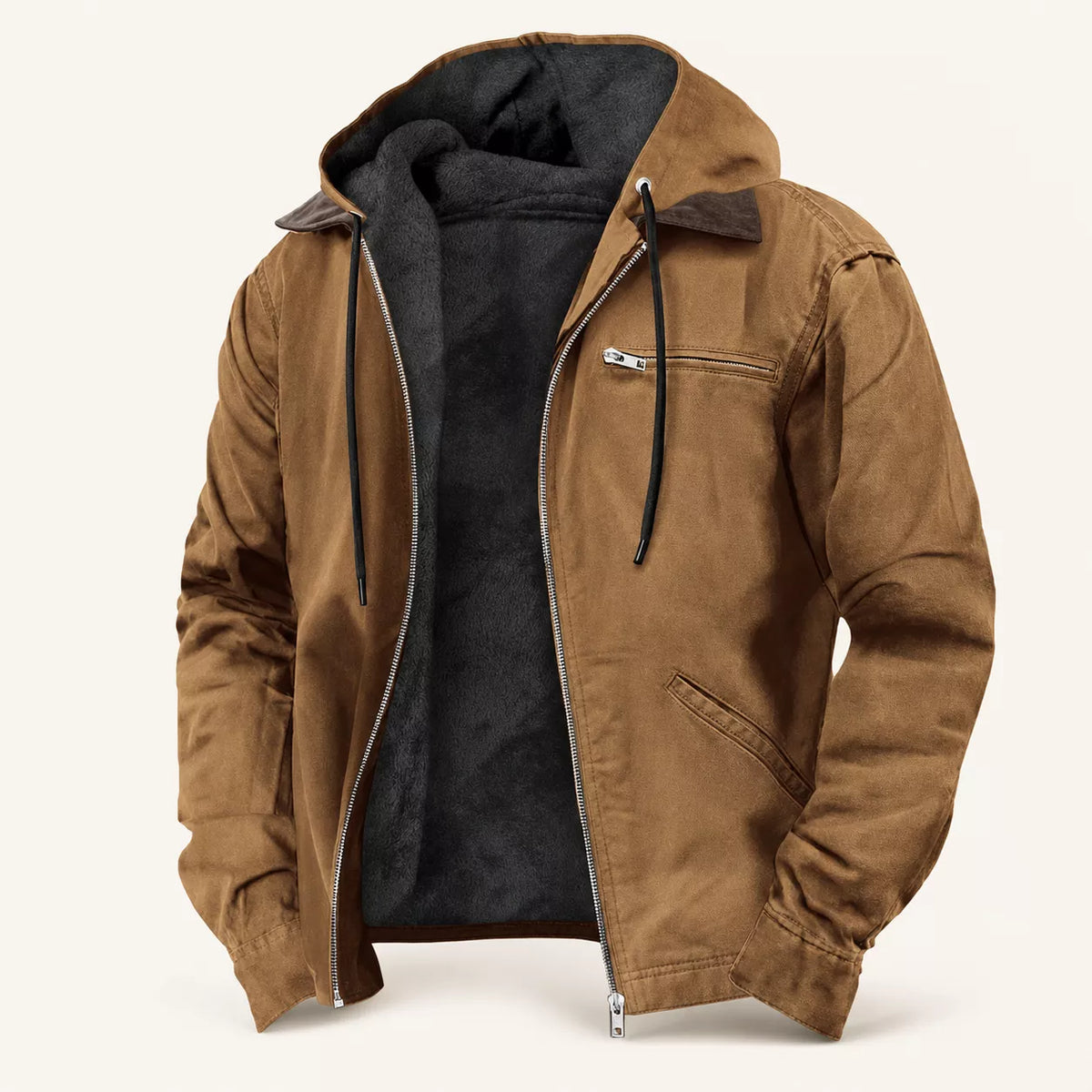 ⏳Liquidation totale⏳Veste de travail à capuche doublée de peluche pour homme