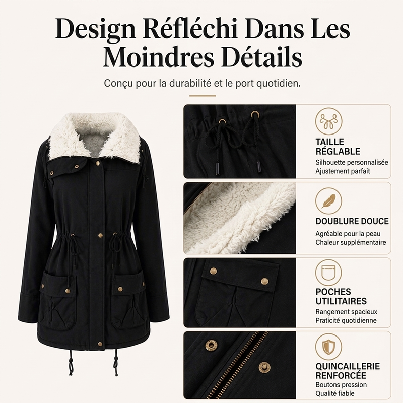 👜 -50 % sur toute la mode femme ! ✨Manteau chaud mi-long en sherpa pour femme