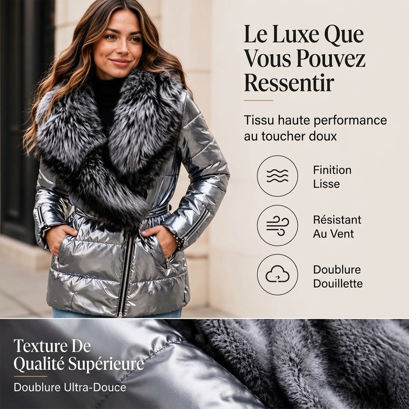 🔥Livraison gratuite✈️Veste pour femme doublée avec col en fausse fourrure