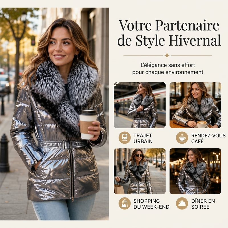 🔥Livraison gratuite✈️Veste pour femme doublée avec col en fausse fourrure