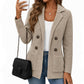 Cardigan en maille côtelée double boutonnage pour femme avec poches et col châle
