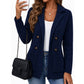 Cardigan en maille côtelée double boutonnage pour femme avec poches et col châle