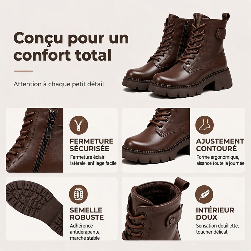 Bottes Martin Plate-Forme Rétro pour Femme