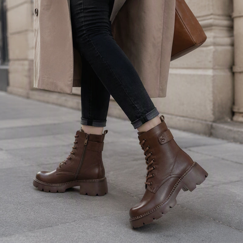 Bottes Martin Plate-Forme Rétro pour Femme