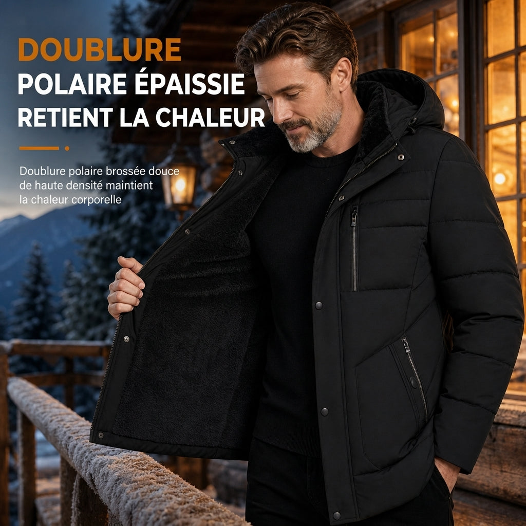 📢📢50 % DE RÉDUCTION !! ⏰Manteau d'hiver pour homme doublé polaire avec capuche amovible