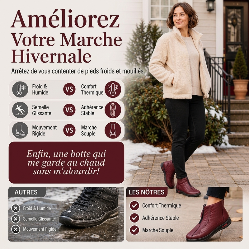 Bottes d'hiver chaudes et antidérapantes pour femmes