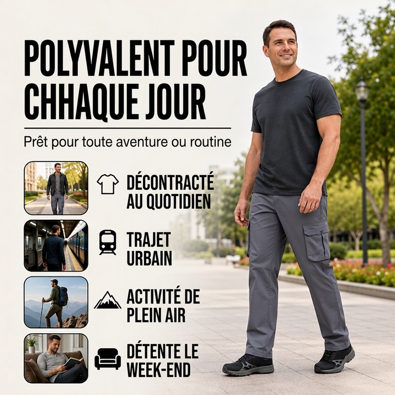 Pantalon cargo respirant et ample pour homme
